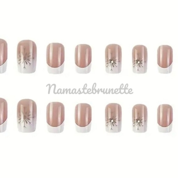 2/$16 Rhinestone French Manicure Press On Nails - Picture 7 of 12